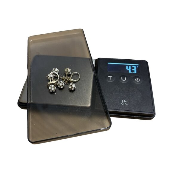 2 Pair Earrings Yellow Princess Cut And Vintage Style Rhinestone Drop Art Deco - Picture 7 of 10